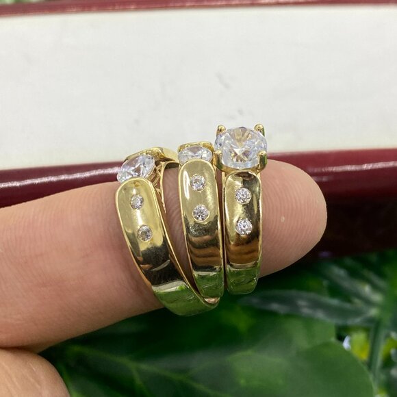 Juego Anillos de Matrimonio De Oro 10K Para Hombres y Mujeres Wedding Band	 Jueg - Picture 10 of 10